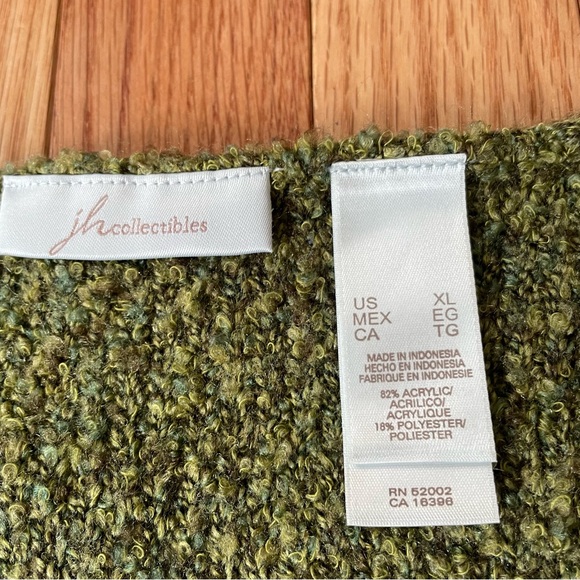 JH Collectibles Sweater Womens XL Green Knit Button Up Bell Sleeves Cottagecore - Picture 2 of 8